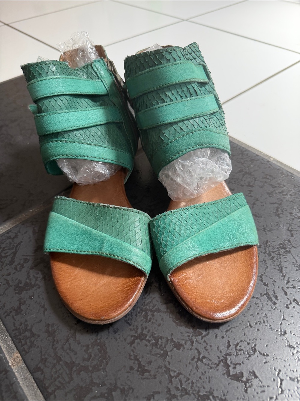 Miz Mooz Teal Strappy Women's Sandals